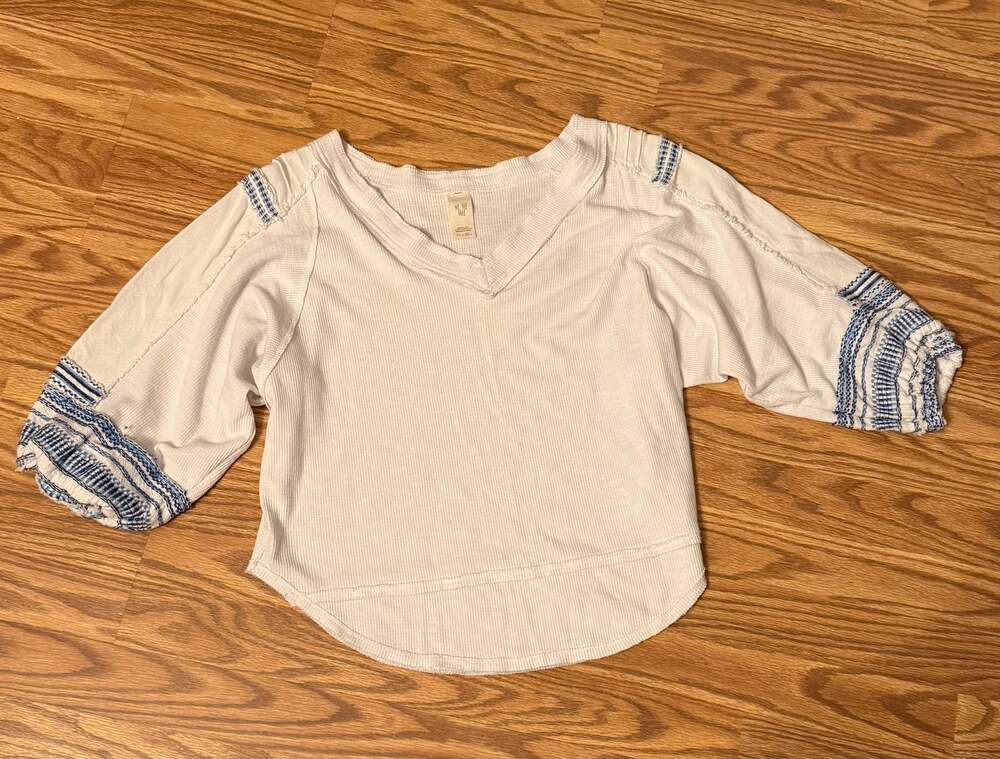 New Free People  We The Free Bubble Tee Shirt Top White Medium
